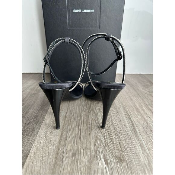 Saint Laurent Georgia 90 crystal-embellished sandals EU 37.5/US 7.5 $1390 - Picture 9 of 15